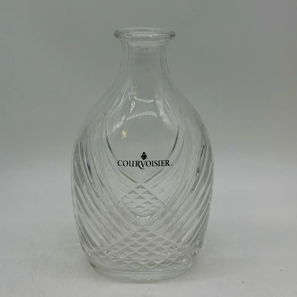 Courvoisier Glass Decanter Clear Diamond Swirl Pattern Barware Vintage
